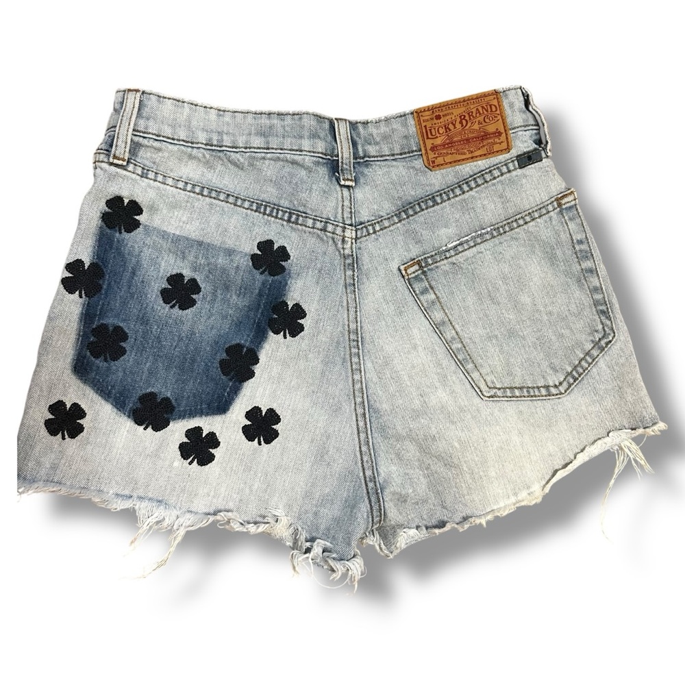 Lucky Brand Women's Light Blue Jean Shamrock Shorts
